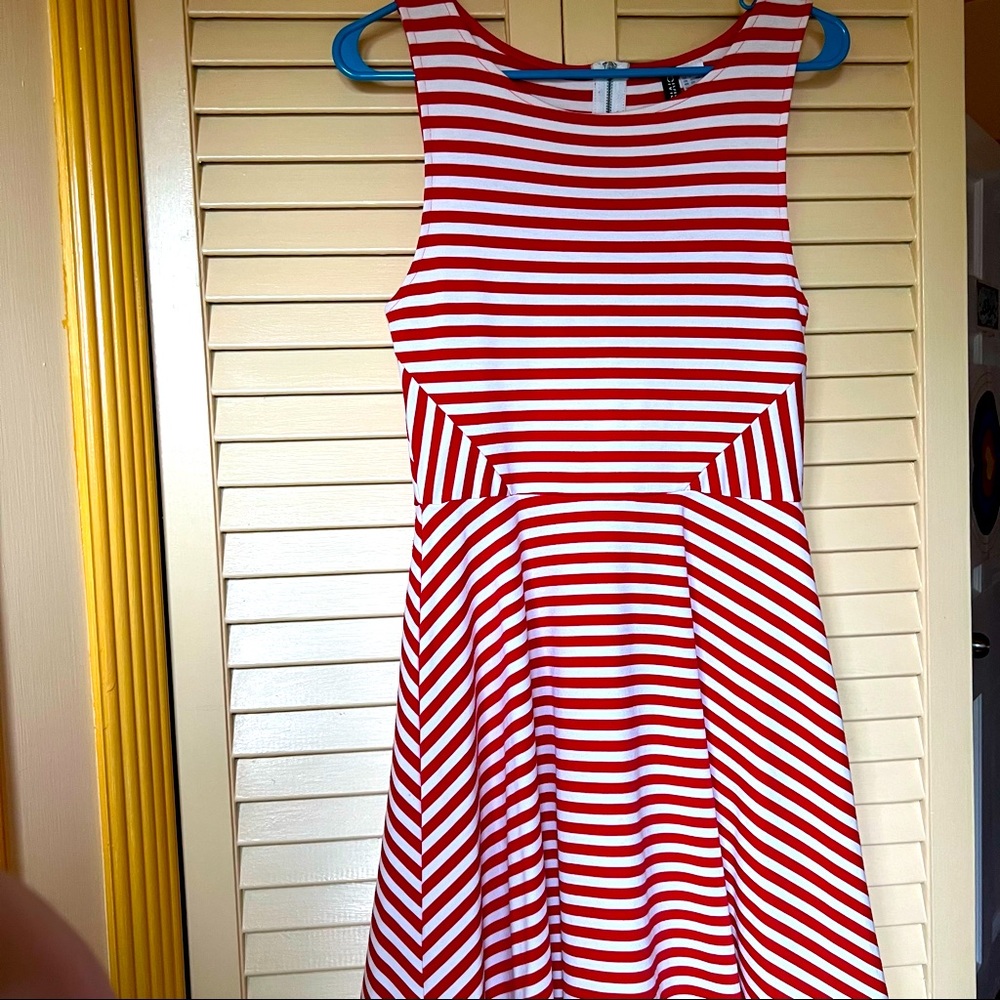 Red striped A-line dress